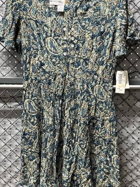 Betsy's Things Women's Blue Paisley Tie-Waist Midi Dress NWT 8